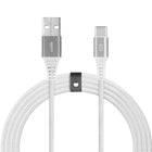 LOGiiX - Piston Connect Braid Eco USB-A vers USB-C - Argent Blanc-Câble écologique USB-A vers USB-C de 1,5 m (*4,92 pi) en partenariat avec #tide.