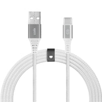 LOGiiX - Piston Connect Braid Eco USB-A vers USB-C - Argent Blanc-Câble écologique USB-A vers USB-C de 1,5 m (*4,92 pi) en partenariat avec #tide.