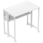 HOMCOM - Bureau pliant à roulettes 31,5 pouces avec sac de rangement - Blanc-Profondeur repliée de 19,7 pouces à 8,3 pouces grâce à son système de plateau rabattable