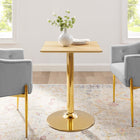 Modway - Verne 24 po Carré Table à manger, Or Naturel-Plateau en MDF