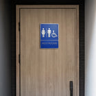 Futech - Panneau de toilettes homme/femme/handicap avec braille - Bleu - Paquet de 2-Application adhésive incluse pour le montage