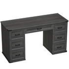 HOMCOM - Bureau exécutif de style ferme 55 po avec tiroirs - grain de bois noir-Le grand plateau de 55,1 po L x 21,3 po l accueille deux moniteurs et des fournitures de travail
