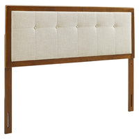 Modway - Draper Touffe Tissu et bois Tête de lit complète, Noyer beige-Tête de lit complète rembourrée