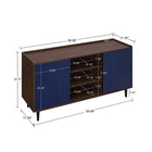 Manhattan Comfort - Ensemble de 4 : meuble TV, buffet, table basse et table d’appoint Duane style Mid-Century Modern, brun foncé et bleu marine-Assemblage à domicile requis Tout le matériel inclus