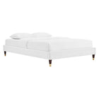 Modway - Harlow Performance Velvet Cadre complet de plate-forme, Blanc-Poutre centrale renforcée et jambes de soutien