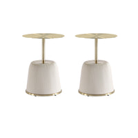 Manhattan Comfort - Lot de 2 tables d’appoint modernes Anderson 40 cm, revêtement similicuir crème-Table d’appoint moderne - Lot de 2 pour salon