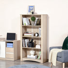 HOMCOM - Bibliothèque à 4 niveaux pour bureau, salon - chêne-Fabriquée en panneau de particules, chaque étagère peut supporter jusqu'à 5 kg 