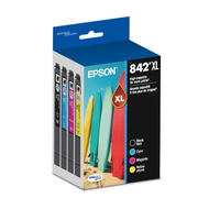 Epson - Cartouche d'encre DURABrite Ultra T842 - grande capacité - Noir/Couleur - Paquet de 4-Le système d’impression Epson est particulièrement conçu pour être utilisé avec les encres d’origine Epson. L’utilisation d’encres non authentiques peut entraîner des dommages qui ne sont pas couverts par la garantie limitée de l’imprimante