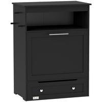 PawHut - Station d’alimentation pour animaux, armoire de rangement, conteneur - noir-Deux stations d'alimentation amovibles pour animaux sont pratiques pour les friandises, l'eau ou la nourriture, faciles à nettoyer et à remplir 