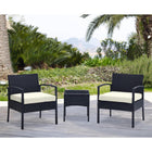 Manhattan Comfort - Ensemble de salon de patio moderne Noli pour 2 personnes avec table d’appoint - Noir et crème - Lot de 3-Dimensions de la table d’appoint Mesures : 40 cm largeur, 40 cm profondeur, 43 cm hauteur