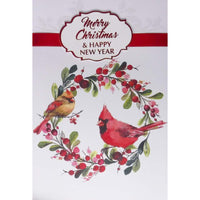 Rosedale - Cartes de souhaits Noël Gold / Enveloppes - 5-1/2 po x 8 po - Joyeux Noël et Bonne Année: Cardinaux - Paquet de 6-Cartes de souhaits qualité boutique