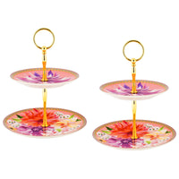 Maxwell & Williams - Rose Dahlia Support à Gâteaux à 2 Étages - 20 x 15 cm - Paquet de 2-Lavage des mains recommandé
