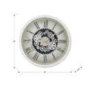 Monarch Specialties - Horloge - 30 po Rond - Mécanisme D'Engrenage - Surdimensionné Grand - Horloge Murale - Blanc -Transitionnel-Avec ses aiguilles métalliques classiques au-dessus des engrenages métalliques blancs exposés, cette horloge analogique sans tic-tac sera le point fort de votre espace