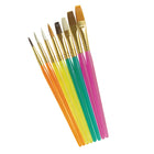 Creativity Street - Assortiment de pinceaux à peinture acrylique, couleurs et tailles assorties, 8 par paquet, 6 paquets-Poignées en plastique translucide avec viroles métalliques