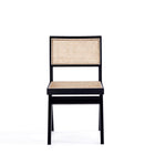 Manhattan Comfort - Lot de 4 chaises de salle à manger Hamlet 44,8 cm style industriel chic - noir et cannage naturel-Assise en canne naturelle