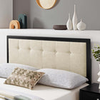 Modway - Draper Touffe Tissu et bois Tête de lit Queen, Noir beige-Rembourrage en mousse dense