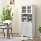 HOMCOM - Armoire de cuisine moderne avec portes vitrées - blanc-Les portes en verre dépoli protègent contre la poussière