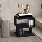 HOMCOM - Table d’appoint avec rangement - noir-Peut être utilisé comme table basse, table d’appoint, table de présentation décorative et plus encore 