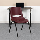 Flash Furniture - Chaise coquille bourgogne, empilable et ergonomique de la série HERCULES avec cadre noir, capacité de 880 lb-Finition de cadre enduit de poudre noire avec patins en plastique