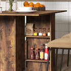 HOMCOM - Table à manger pliante à abattant avec étagères à 2 niveaux et roulettes pour 2-4 personnes - brun rustique-Deux roulettes avec freins sont conçues pour plier et déplier la table facilement