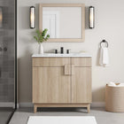 Modway - Miles 36" Vanette de salle de bain - Chêne blanc-Découpe de plomberie