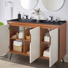 Modway - Energize Double évier 48" Vanette de salle de bain - Noir blanc cerise-Portes doubles à fermeture douce