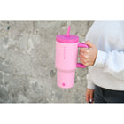 GROSCHE - Aspen Gobelet Isolé avec Poignée - 32 oz - Rose Vif-Couvercle à paille isolé et résistant aux éclaboussures