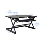 Rocelco - Ensemble rehausseur de bureau de luxe à hauteur ajustable de 40" et support au sol - Noir-RÉGLAGE DE LA HAUTEUR RAPIDE, FACILE ET STABLE AVEC EVR CONCEPTION DE LA GAMME VERTICALE AMÉLIORÉE: Cadre en métal robuste avec poignée latérale facile à saisir et assistance à piston à gaz, peut monter et descendre jusqu'à 40 livres avec un réglage en hauteur continu du dessus de table de 34" à 50" au-dessus le sol pour optimiser la position de travail ergonomique des personnes de la plupart des hauteurs. Le