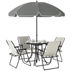 Outsunny - Ensemble de salle à manger de patio avec parasol - ensemble de patio extérieur pliant - crème-Dossier inclinable à cinq niveaux : détendez-vous à l’angle que vous souhaitez