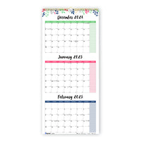 Blueline - 2025 Calendrier mural mensuel de 3 mois par feuille 14 mois - 27 po x 12-1/4 po - Feuillage - Anglais-14 mois: décembre 2024 à janvier 2026