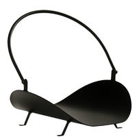 Outsunny - Porte-bûches 16 po courbé pour cheminée- panier de rangement à bois avec poignée flexible-Avec un format compact et un design élégant 