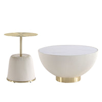 Manhattan Comfort - Ensemble de 2 tables : table basse moderne Anderson 71,5 cm et table d’appoint 40 cm - Crème-Ensemble de table basse moderne et de table d’appoint pour salon