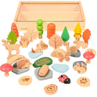 TickiT - Ensemble de sentiers forestiers - Ensemble de 37-37 Figurines En Bois Naturel - Cet ensemble comprend un assortiment de 37 formes forestières. Créez des petits mondes élaborés avec des petites créatures, des champignons, des pierres, des arbres, des pièces d'eau et plus encore