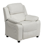 Flash Furniture – Fauteuil inclinable moderne de luxe pour enfants, vinyle, très rembourré, rangement dans les accoudoirs, blanc-Fauteuil inclinable taille enfant