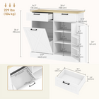 HOMCOM - buffet de ferme 10 gallons avec poubelle basculante, armoire latérale avec porte-épices et tiroirs - blanc-Le style maison de campagne ajoute une touche rustique à n'importe quelle pièce 