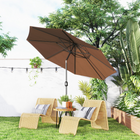 Outsunny - Parasol de marché rond pour patio - 10 pi x 8 pi - café-Structure en acier et toile polyester de protection solaire 180g/㎡ avec une fabrication solide