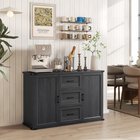 HOMCOM - Buffet moderne 47 po avec tiroirs et portes de rangement - grain de bois noir-Finition classique effet bois noir avec des accents métalliques ajoutant une touche chic à votre entrée