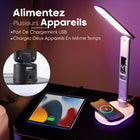 ShoppingAll - Lampe de bureau multifonctionnelle à LED avec base RVB, chargeur sans fil et chargement USB - Blanc-6