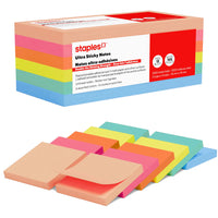 Staples - Blocs de feuillets ultra-autocollants, 3 x 3 po, collection Golden Hour, paquet de 12-Feuillets ultra-autocollants pour une adhérence fiable