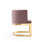 Manhattan Comfort - Chaise de salle à manger moderne Aura 62 cm en velours rose et laiton poli-Capacité de poids 136 kg