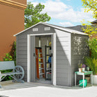 Outsunny - Remise de jardin extérieure 7,5 pi x 6,5 pi, avec doubles portes, gris clair-Structure en acier galvanisé résistant aux intempéries pour une protection toute l'année 
