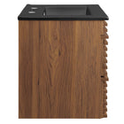 Modway - Render Support mural de 24" Vanette de salle de bain - Noir noyer-Tiroirs à extension complète
