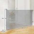 PawHut - Barrière pour Chien Rétractable Extension jusqu'à 55" L, 34" H, Gris-Installation facile avec support de bobine et crochet fixés par des chevilles d’expansion
