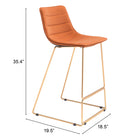 Zuo - Adele Tabouret de bar - Orange/Or - Ensemble de 2-6