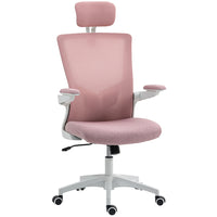 HOMCOM - Chaise de bureau ergonomique avec repose-tête réglable - rose-Bénéficiez d’un soutien personnalisé grâce à un appui-tête réglable et un soutien lombaire 2D pour plus de confort 