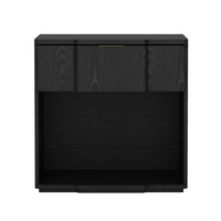 Manhattan Comfort - Table de nuit Clive 22" style mid-century moderne à 1 tiroir - Noir et Or-Table de nuit aux lignes épurées fabriquée en bois manufacturé avec des accents métalliques pour un look de chambre moderne et raffiné