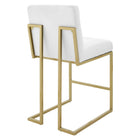 Modway - Privy Tissu rembourré Tabouret de comptoir - Or Blanc - Ensemble de 2-Aucune assemblée requise