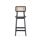 Manhattan Comfort - Tabouret de comptoir Versailles 15,75" style industriel chic - noir et cannage naturel - lot de 3-Mesure de la hauteur du siège : 25,98 po avec une capacité de poids de 275 lb