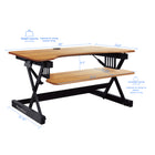 Rocelco - Ensemble rehausseur de bureau de luxe à hauteur ajustable de 40" et support au sol - Teck / Noir-RÉGLAGE DE LA HAUTEUR RAPIDE, FACILE ET STABLE AVEC EVR CONCEPTION DE LA GAMME VERTICALE AMÉLIORÉE: Cadre en métal robuste avec poignée latérale facile à saisir et assistance à piston à gaz, peut monter et descendre jusqu'à 40 livres avec un réglage en hauteur continu du dessus de table de 34" à 50" au-dessus le sol pour optimiser la position de travail ergonomique des personnes de la plupart des haute