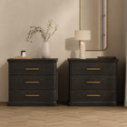 Manhattan Comfort - Table de nuit traditionnelle Clifford à 3 tiroirs - Noir-9